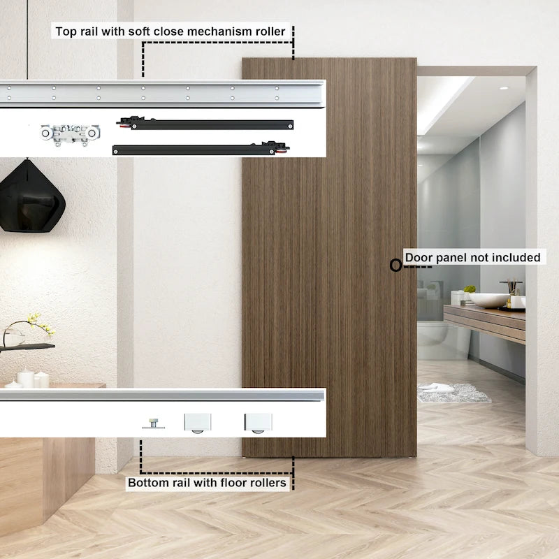 38"(96.5cm) Concealed Barn Door Hardware Kit